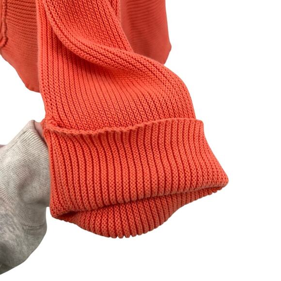 Free People La Brea Sweater V-Neck Ribbed Cuffed Sleeve Coral Orange Size Large - Picture 7 of 13